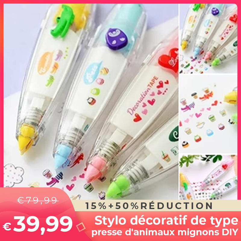 Stylo décoratif de type presse d'animaux mignons DIY