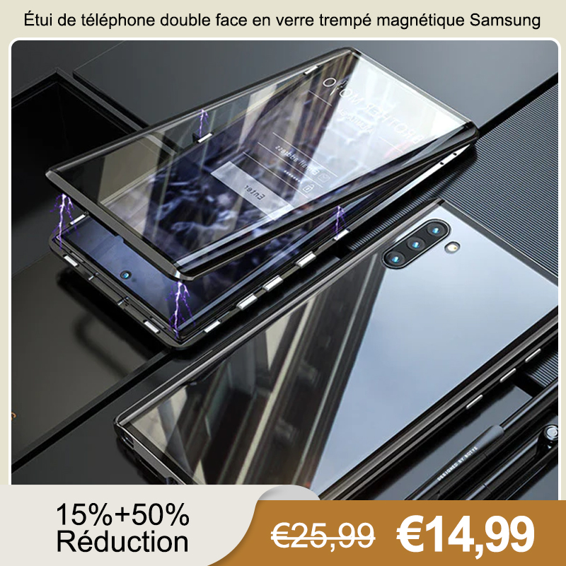 Étui de téléphone double face en verre trempé magnétique Samsung