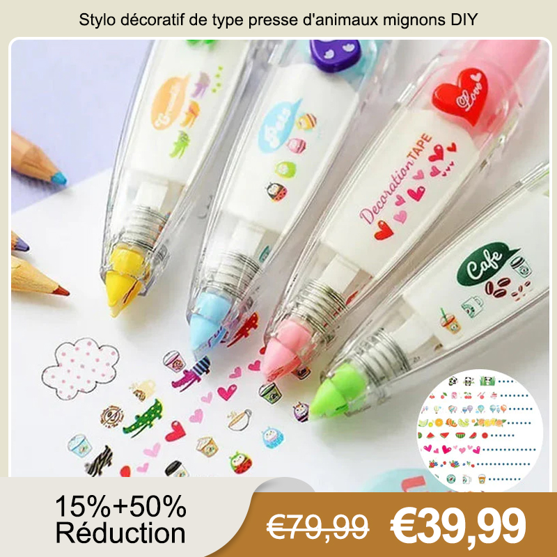 Stylo décoratif de type presse d'animaux mignons DIY