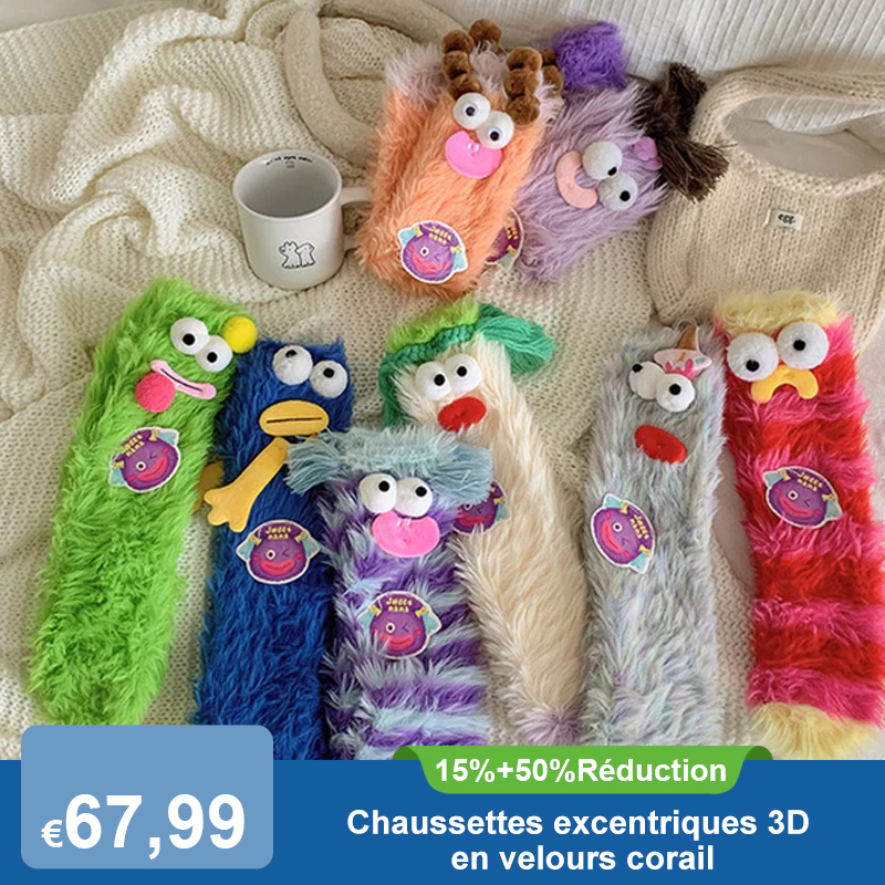 Chaussettes excentriques 3D en velours corail